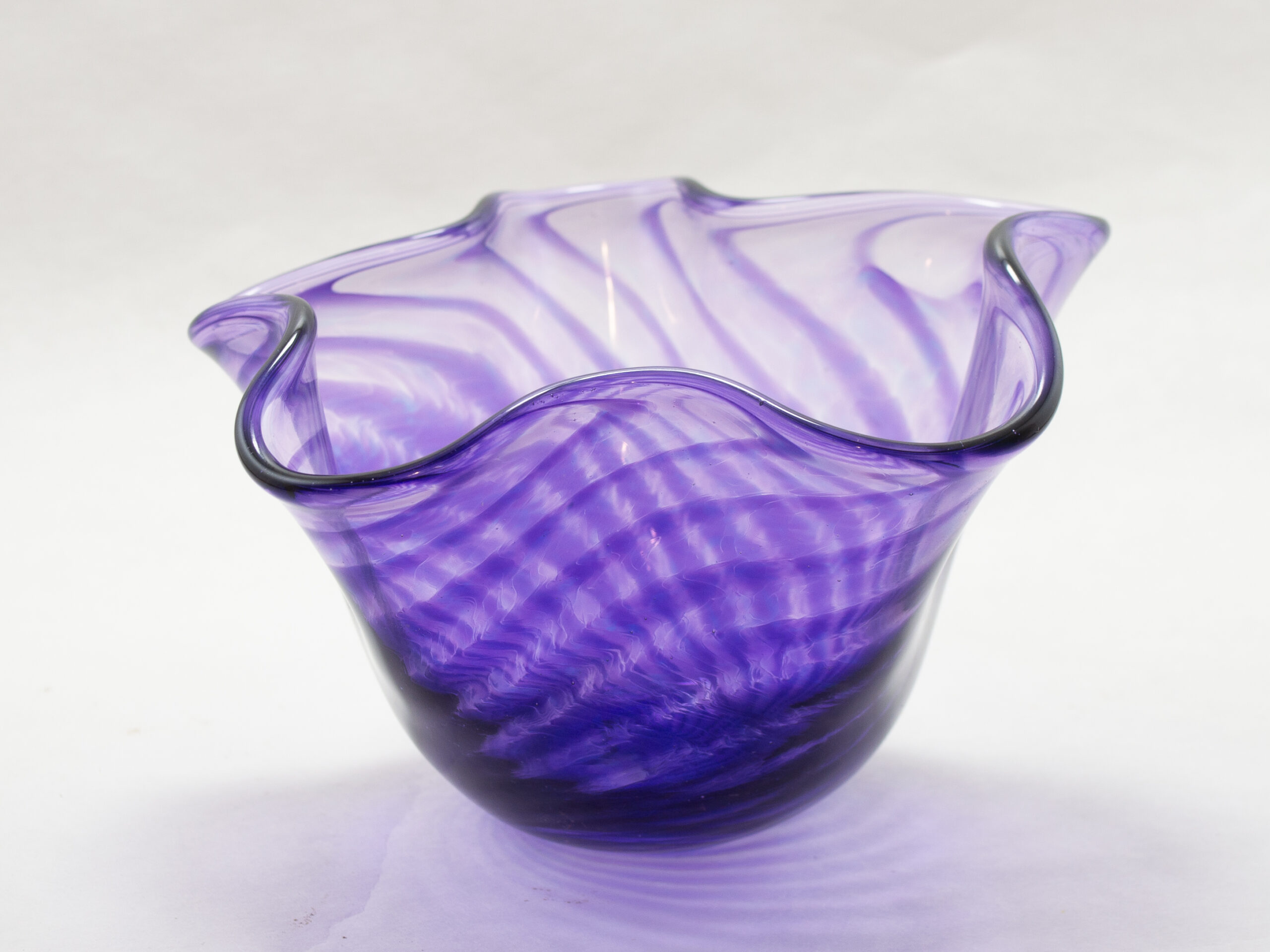 Blown glass bowl purple swirl